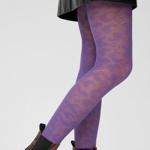 New GANNI Lavender Paisley Stockings Small